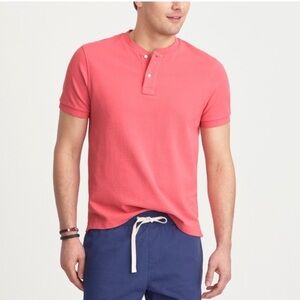 J Crew Pique Short Sleeve Henley Shirt Pink